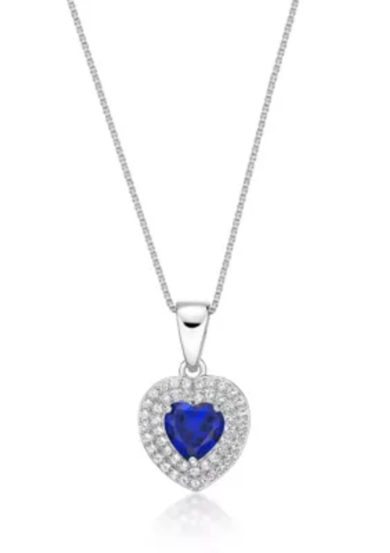 Lab Created 1 ct. t.w. Created Sapphire and Created White Sapphire Pendant in Sterling Silver