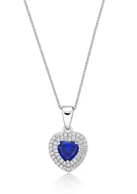 Lab Created 1 ct. t.w. Created Sapphire and Created White Sapphire Pendant in Sterling Silver
