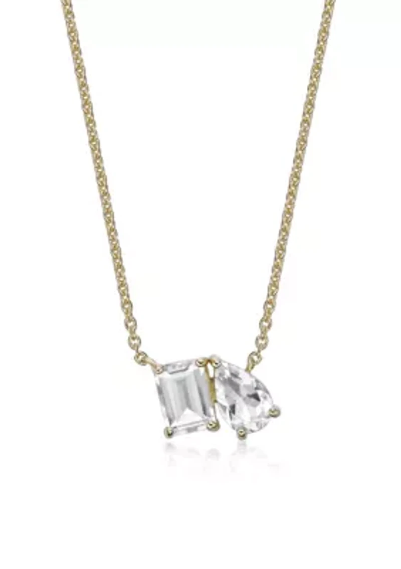 2 1/10 ct. t.w. White Topaz Pendant Necklace in 2 Micron Gold Plated Sterling Silver