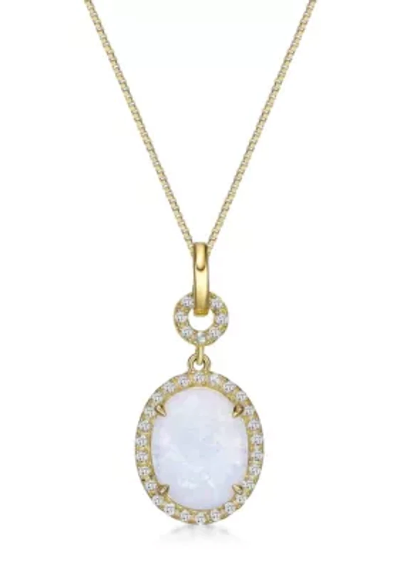 Lab Created 1.5 ct. t.w. Lab-created Opal and 1/4 ct. t.w. Lab-Created White Sapphire Pendant Necklace in Gold Plated Sterling Silver
