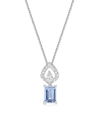 0.65 ct. t.w. Aquamarine and 0.19 ct. t.w. Diamond Pendant Necklace in 10K White Gold