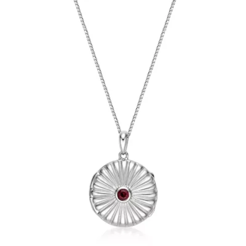Lab Created 0.16 ct. t.w. Garnet Locket Pendant in Sterling Silver
