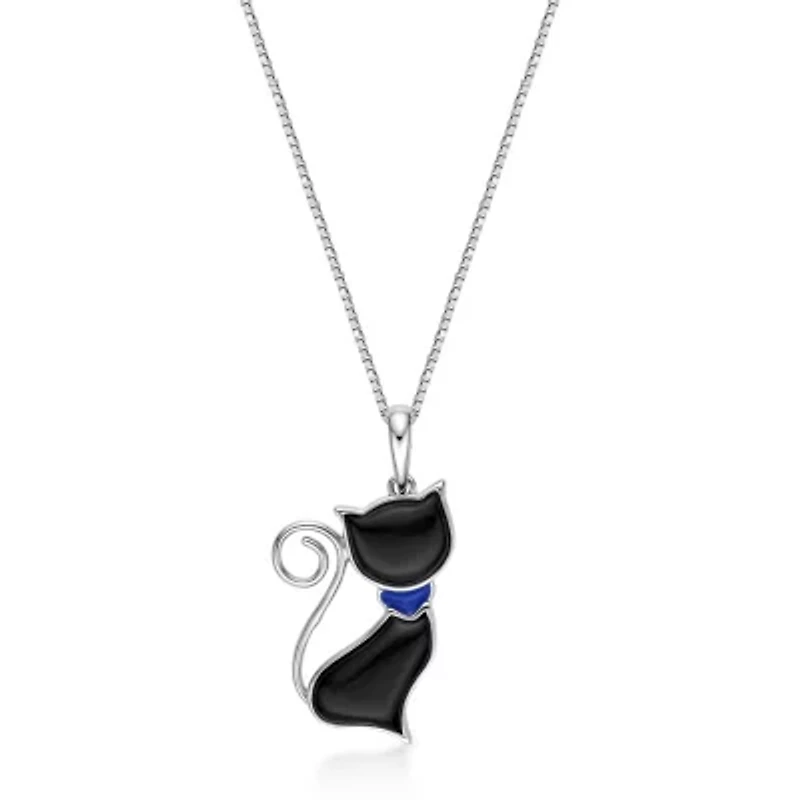 3.6 ct. t.w. Black Onyx Cat Pendant Necklace in Sterling Silver