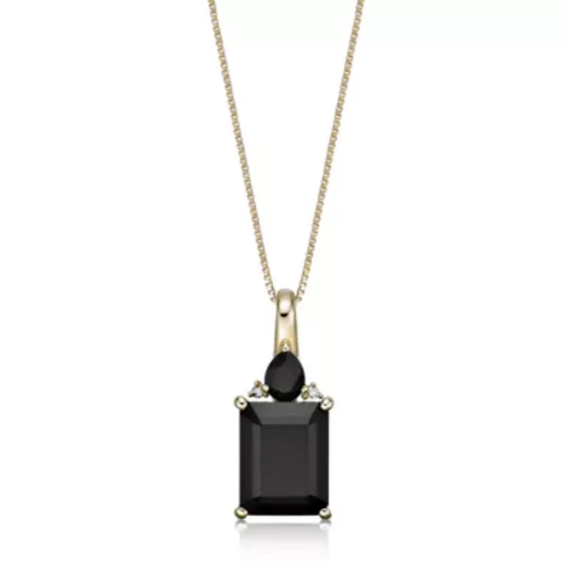 2.08 ct. t.w. Black Onyx and Diamond Accent Pendant Necklace in 10K Gold