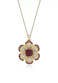 Garnet and White Topaz Pendant in 2 Micron Gold Plated Sterling Silver