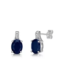 Lab Created 3 ct. t.w. Created Sapphire and Diamond Accent Earrings in Sterling Silver