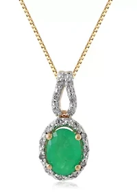 3/4 ct. t.w. Emerald and Diamond Accent Pendant in 10K ]Gold