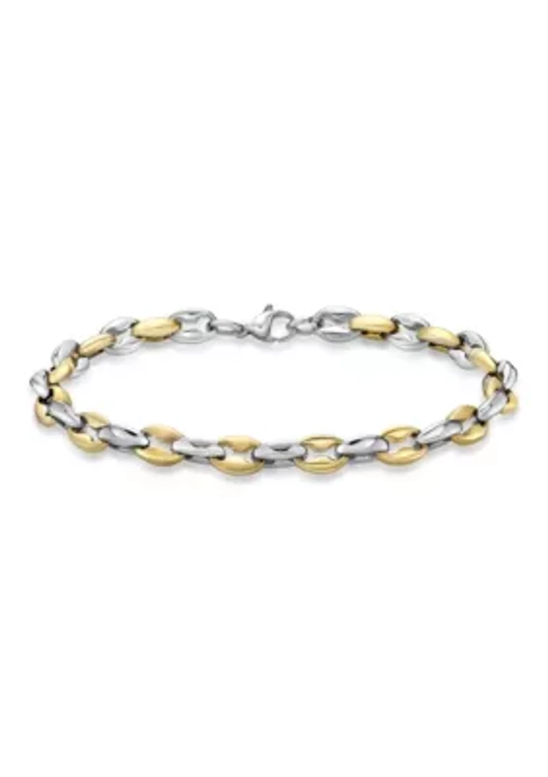 Stainless Steel 2-Tone Chain Bracelet with Gold Tone Ip in 8.5"