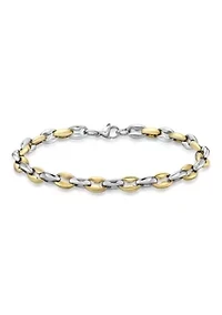 Stainless Steel 2-Tone Chain Bracelet with Gold Tone Ip in 8.5"