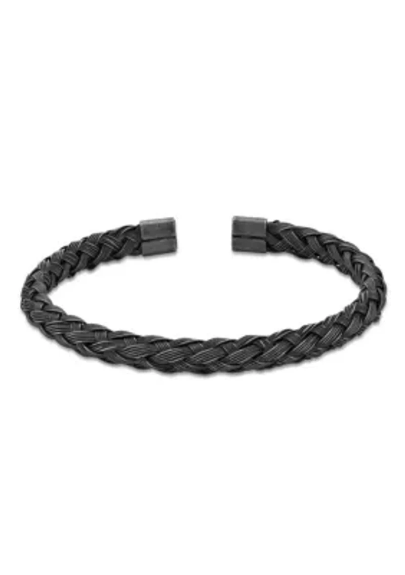 Stainless Steel Cuff Bangle Bracelet with Antique Black Finish