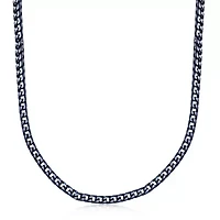 Blue Ion-Plated Stainless Steel Foxtail Chain Necklace