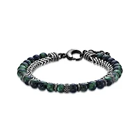 Stainless Steel Green Tiger's Eye Bead Foxtail Chain Bracelet