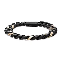 Black & Yellow Ion-Plated Solid Stainless Steel Cuban Chain Bracelet