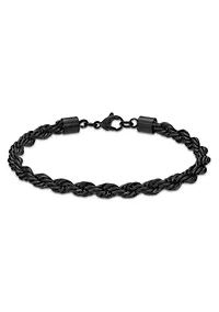 Stainless Steel 6mm Rope Chain Bracelet with Black Ip
