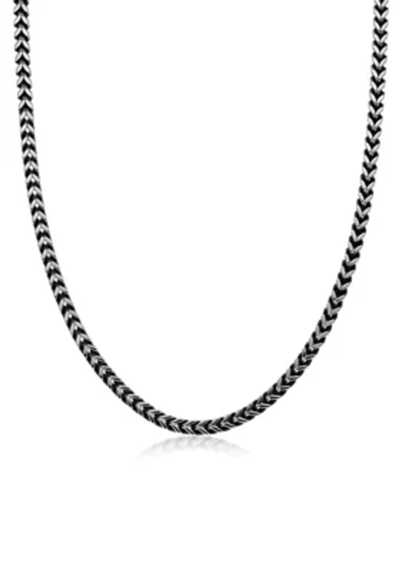 Stinless Steel 5MM Wheat Chain Necklace with Antique Finish, 30" Length