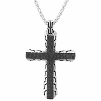Stainless Steel Two Tone Cross Pendant Necklace