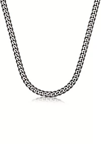 Stainless Steel 11MM Curb Chain Necklace with 
Chocolate IP, 24" Length