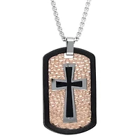Stainless Steel Two Tone Dog Tag Pendant Necklace