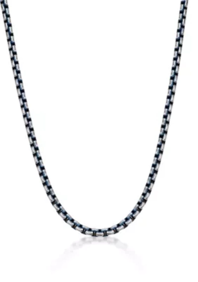Stainless Steel 5MM Chain Necklace with Blue Ion Plating, 24�� Length