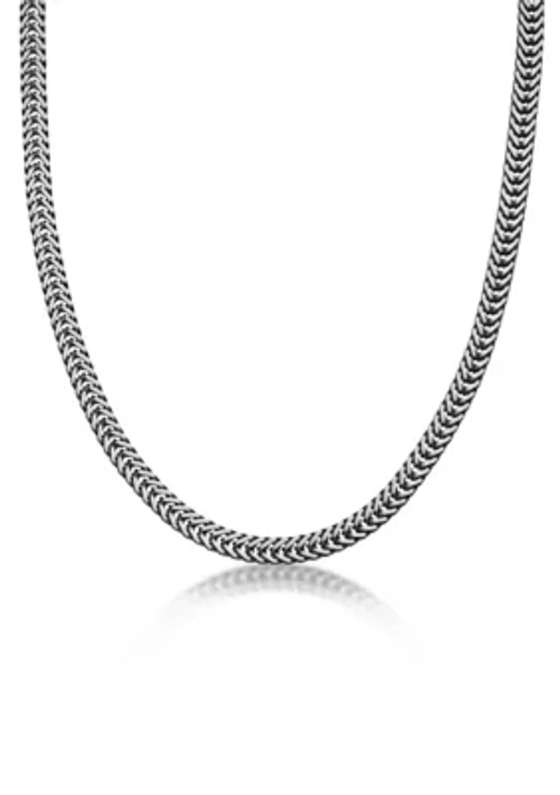 Stainless Steel 6MM Herringbone Chain Necklace with Black Ion Plating, 18" Length