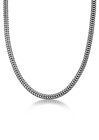 Stainless Steel 6MM Herringbone Chain Necklace with Black Ion Plating, 18" Length