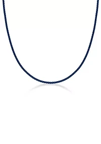 Stainless Steel 3MM Round Box Chain Necklace with Blue Acrylic Coating, 18" Length