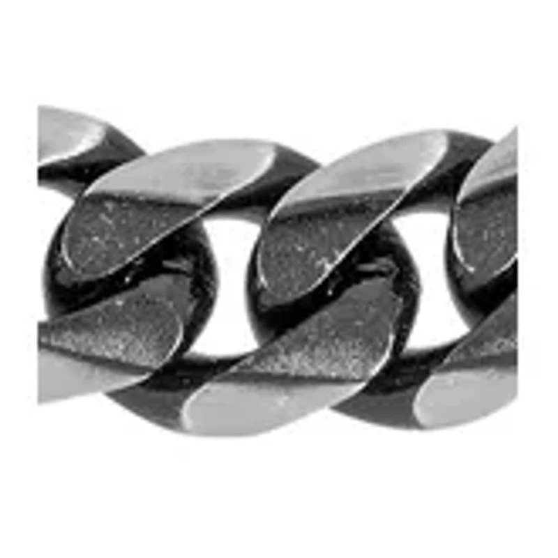 Stainless Steel 8 Millimeter Curb Chain Necklace with Black Ion Plating