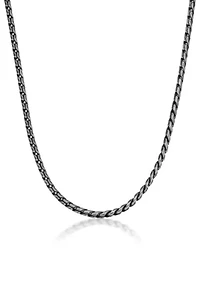 Stainless Steel 5MM Rope Chain Necklace with Antique Finish, 24" Length