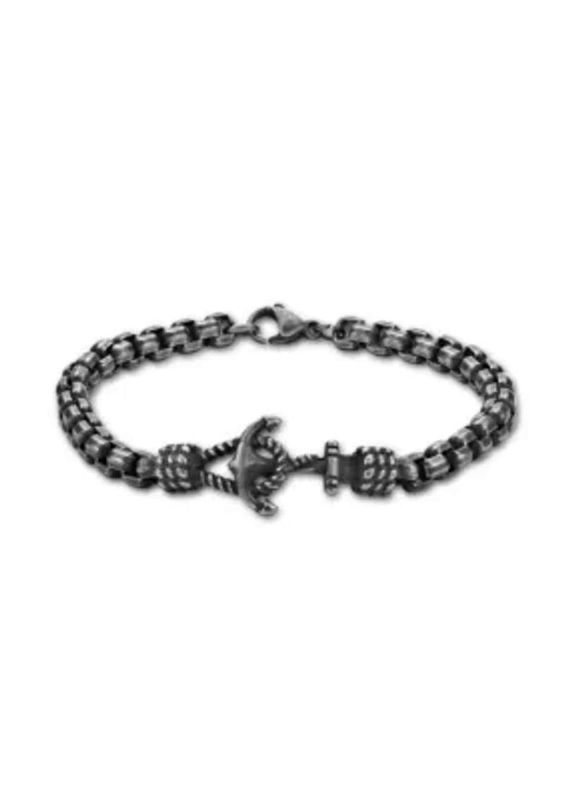 Stainless Steel Anchor Bracelet With Antique Finish