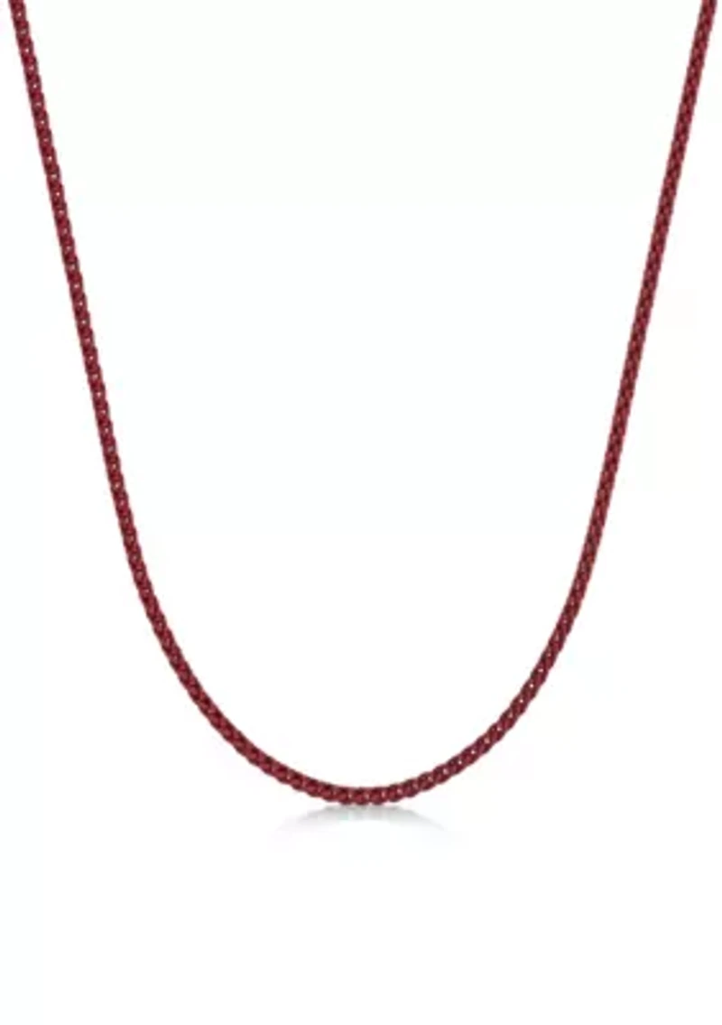 Stainless Steel 3MM Wheat Chain Necklace with Red Acrylic Coating