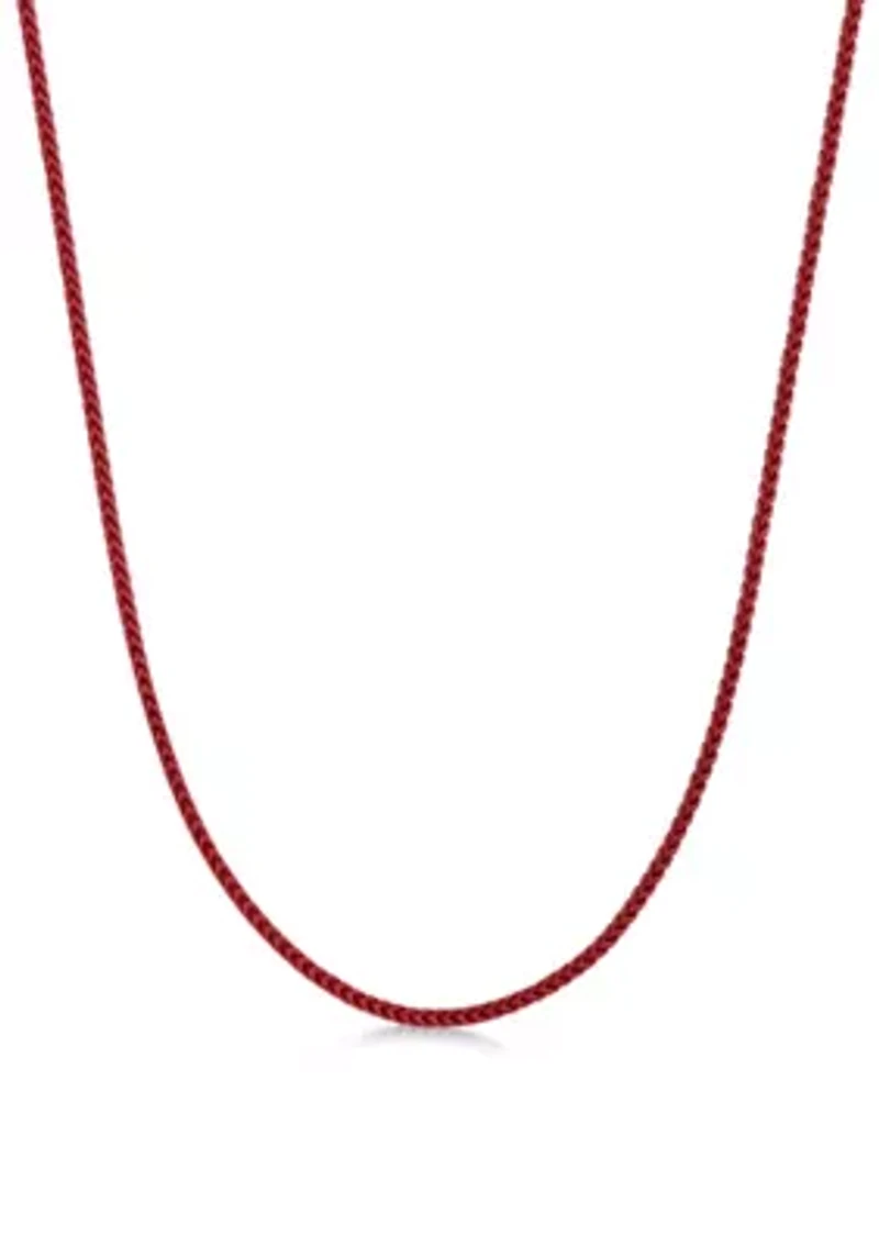 Stainless Steel 2.5MM Foxtail Chain necklace with Red Acrylic Coating, 24" Length