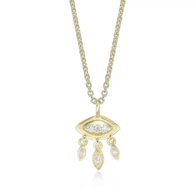 Lab Created Gemminded Lab-Grown Diamond Accent Eye Pendant Necklace in 18k Gold Over Silver