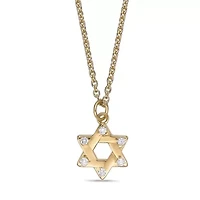 Lab Created Gemminded Lab-Grown Diamond Accent Star of David Pendant Necklace in 18k Gold Over Silver