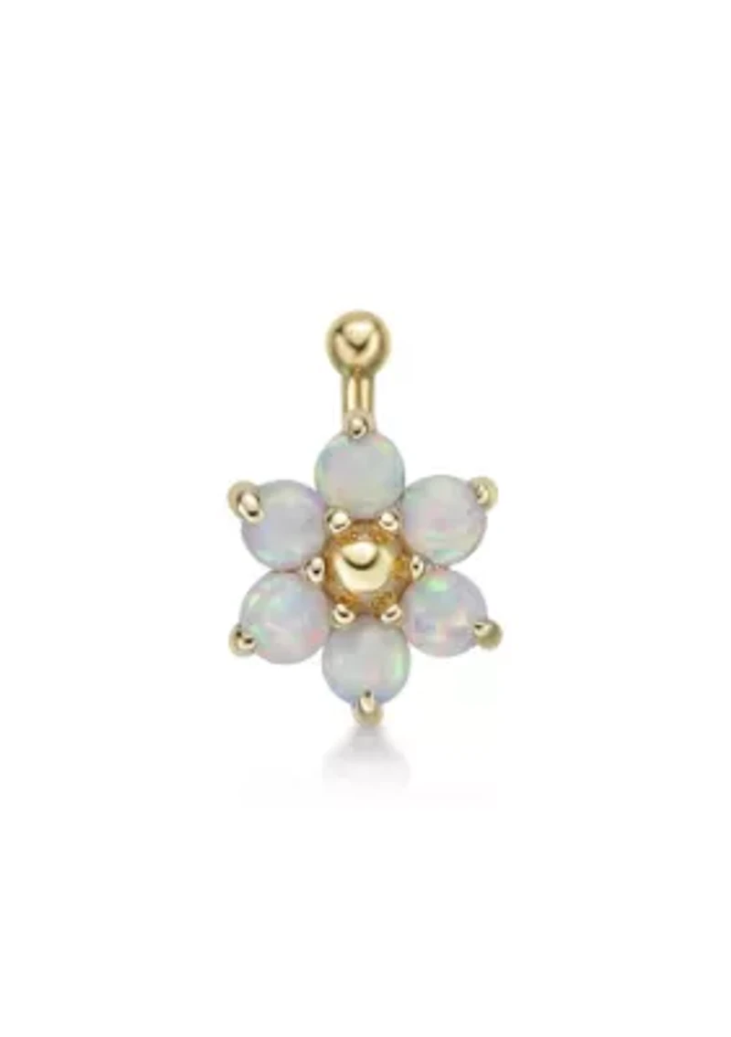 Lila Moon Lab-Created Opal Flower Nose Ring in 14K Gold