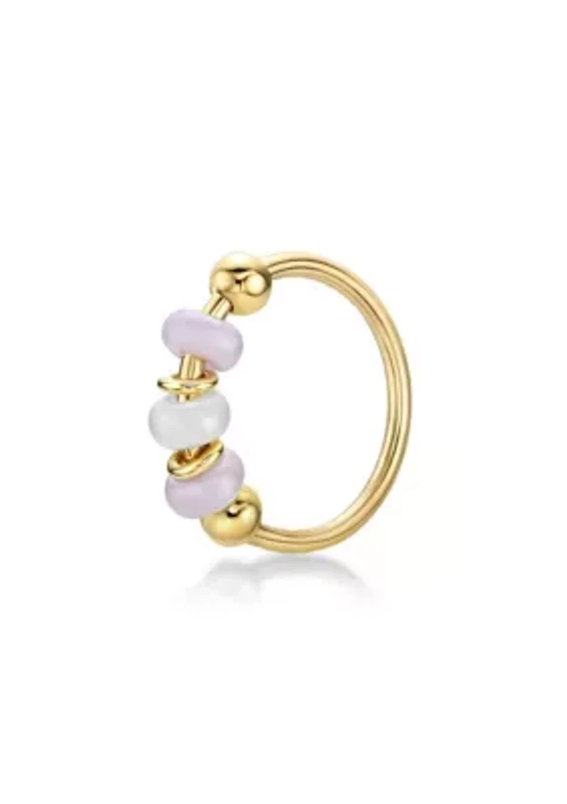 Lila Moon Seamless Pink Beaded Nose Ring in 14K Gold