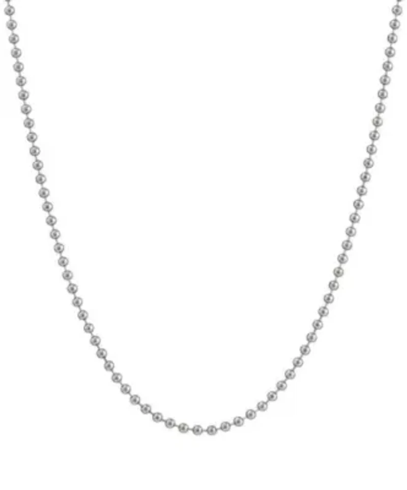 Stainless Steel 2MM Ball Chain Necklace, 24" Length