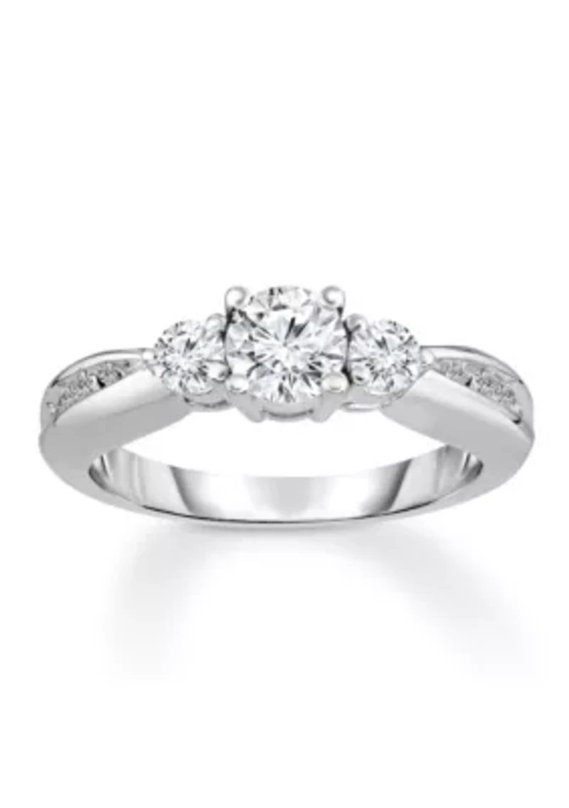 7/8 C.T.T.W Diamond 14Kt Gold Engagement Ring