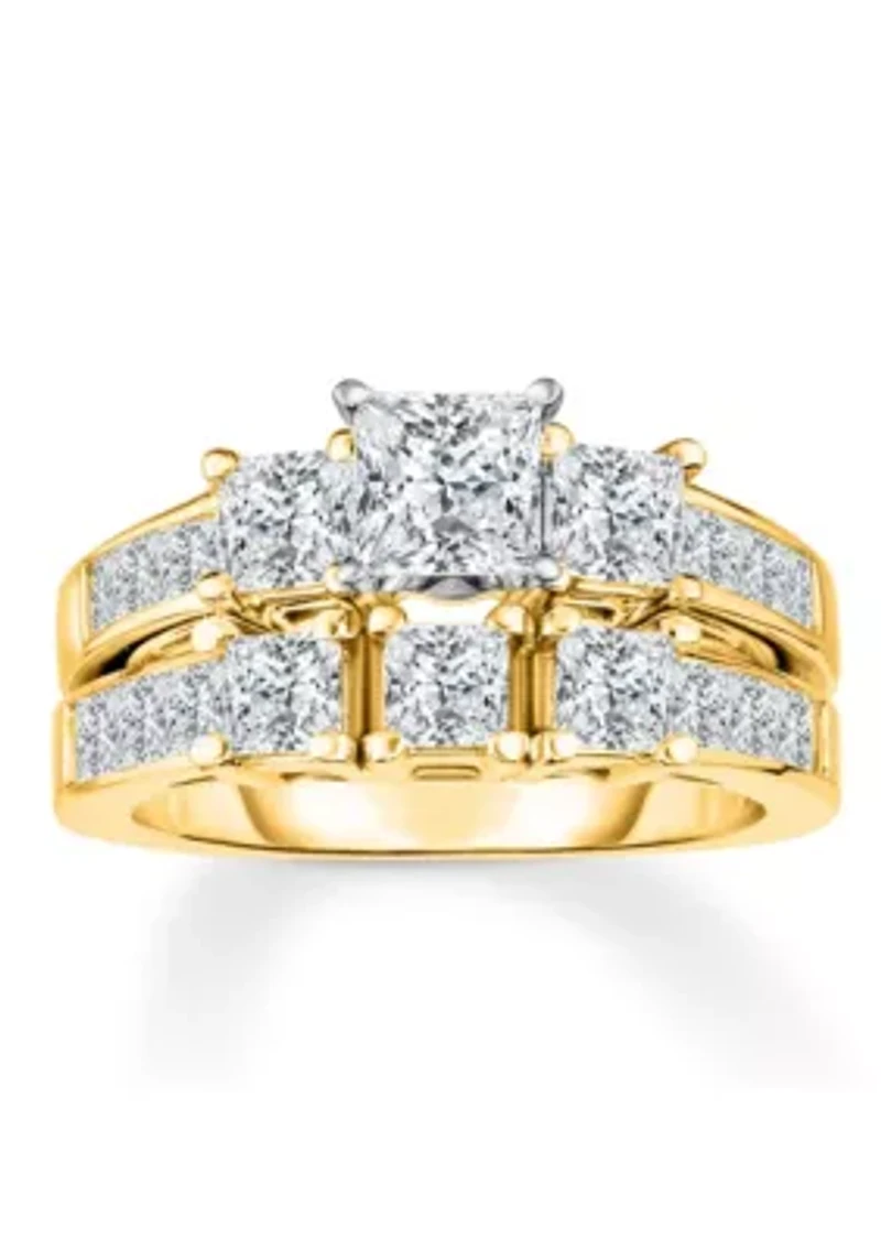 3 1/2 C.T.T.W Diamond 14Kt Gold Bridal Set