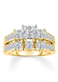 3 1/2 C.T.T.W Diamond 14Kt Gold Bridal Set