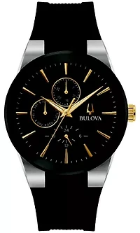 Bulova Men's Modern Millennia Black Rubber Strap Watch, 41mm
