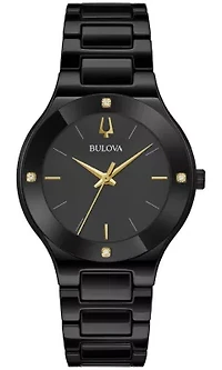 Women's Modern Millenia Diamond Black Ceramic Bracelet Watch, 31.5mm