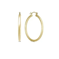 14k Yellow Gold 3MM Thick Tube Hoop Earrings (15MM)