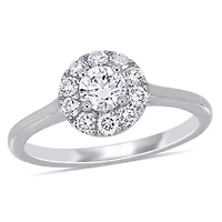 3/4 ct. t.g.w. Lab Created Diamond Halo Engagement Ring 14K White Gold