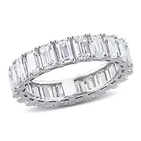 Lab Created Emerald Cut Moissanite Eternity Ring 14k White Gold