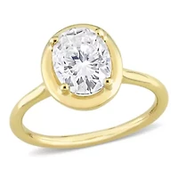 Lab Created 2 CT DEW Oval-Shaped Moissanite Engagement Ring 10k Yellow Gold