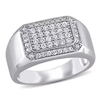 White Sapphire Men's Ring Sterling Silver