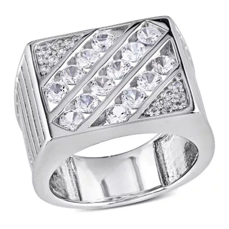 Lab Created White Sapphire Men's Ring Sterling Silver