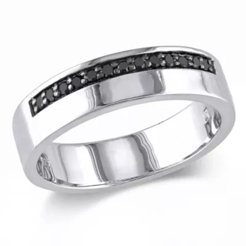 1/5 ct. t.w. Black Diamond Men's Ring Sterling Silver with Rhodium Plated
