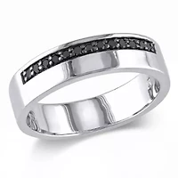 1/5 ct. t.w. Black Diamond Men's Ring Sterling Silver with Rhodium Plated