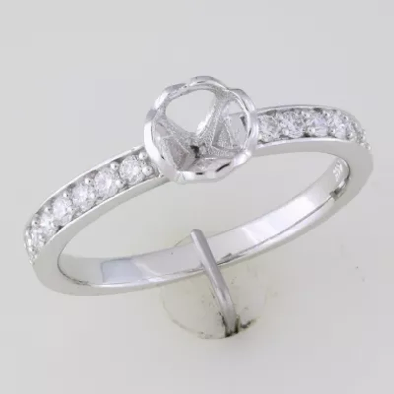 1 ct. t.w. Diamond Raised Engagement Ring with Heart Design Gallery 14K White Gold